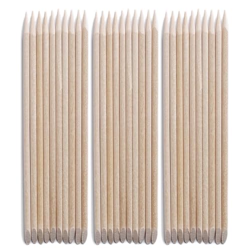 100PCS Orange Sticks for Nails 7 Inch - Wooden Cuticle Pusher & Remover Set - Non-Toxic, Won't Break Easily, Double Sided Cuticle Pusher Remover Nail Art Manicure Pedicure Tool WO-002