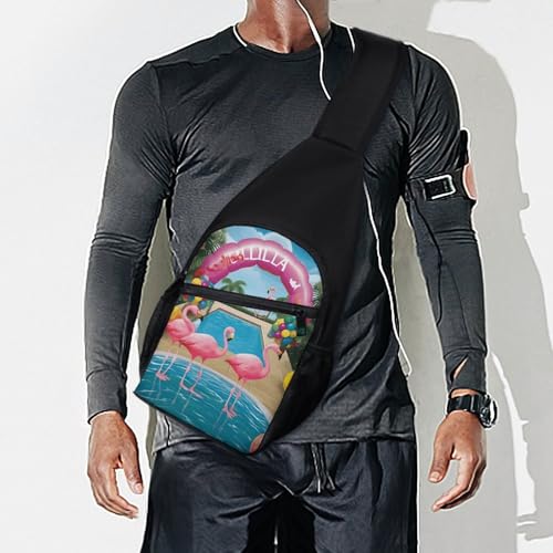 Sling Bag para mujer y hombre con diseño de flamenco y piscina miniatura 7