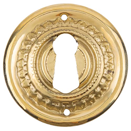 Eastlake Style Stamped Brass Decorative Keyhole Insert | Diameter 1 1/2" | Keyhole Cover Escutcheon Plate for Cabinet Door, Dresser Drawers, Desk | Antique, Modern Furniture Hardware | KC26-B