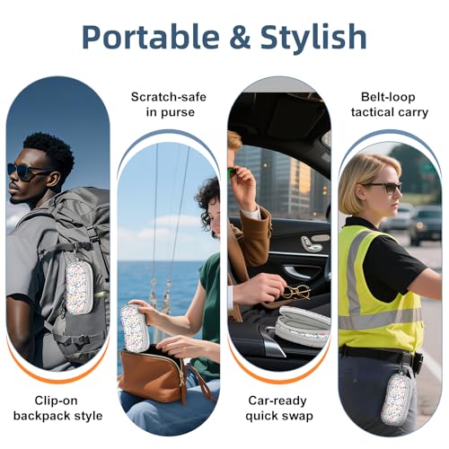 Image of FINTIE Double Sunglasses Case, Soft Portable Eyeglasses Pouch with Carabiner Clip, Dual Zipper Compartments for Men Women