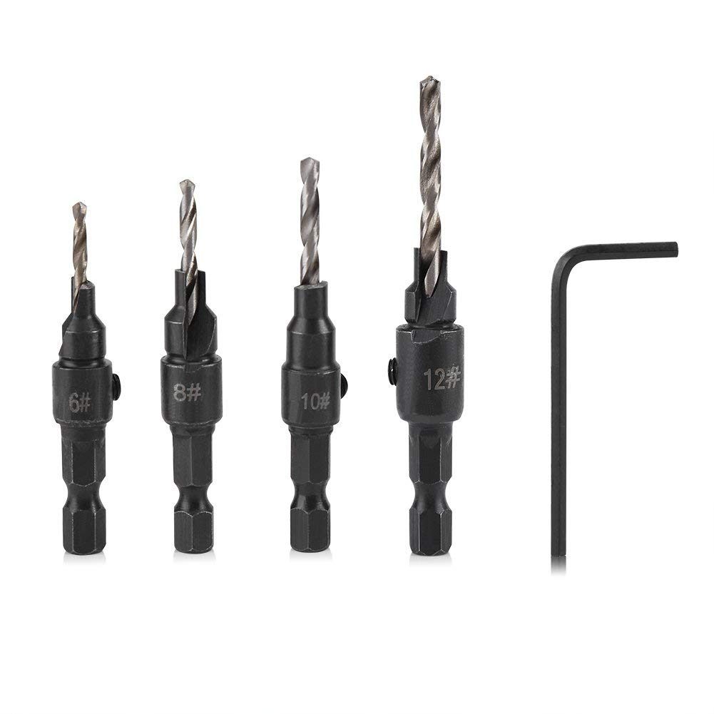 Lumberjack Quick Change 1/4" Hex Shank Adjustable Countersink Drill Bit Set 5060429095563