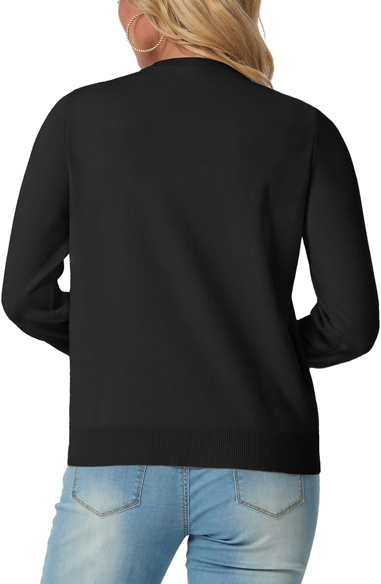 GRECERELLE Women's Lightweight Button Down Long Sleeve Crewneck Cardigan Sweater - Image 4