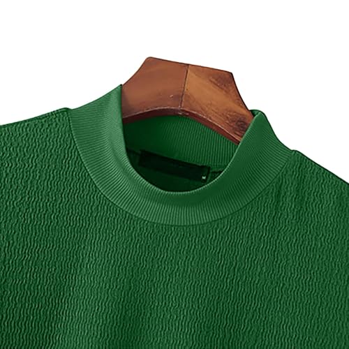 Turtleneck Shirts for Men Solid Mock Neck Muscle Tshirts Slim Lightweight Short Sleeve Undershirt Fall Basic Tee Top4