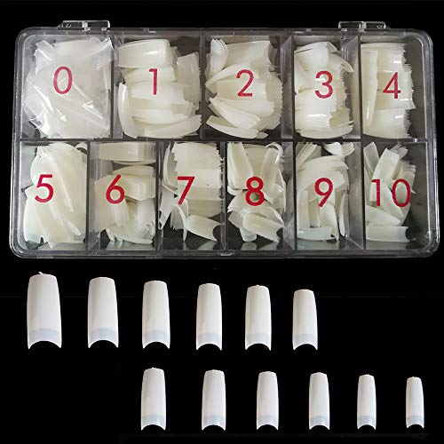 600 Natural Nail Tips Coffin Lady French Fake Nails Tips 12 Sizes Lady Acrylic Artificial False Nails for Nail Salon Nail Shop