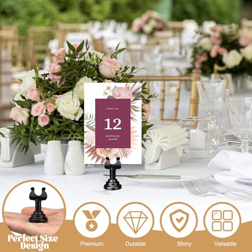 Image of Black 24 Pcs Metal Table Number Holders 1.8 Inch Mini Wedding Place Card Holders Bulk Harp Clip Table Sign Stands Card Holder for Memo Notes Menu Wedding Restaurant Birthday Decor