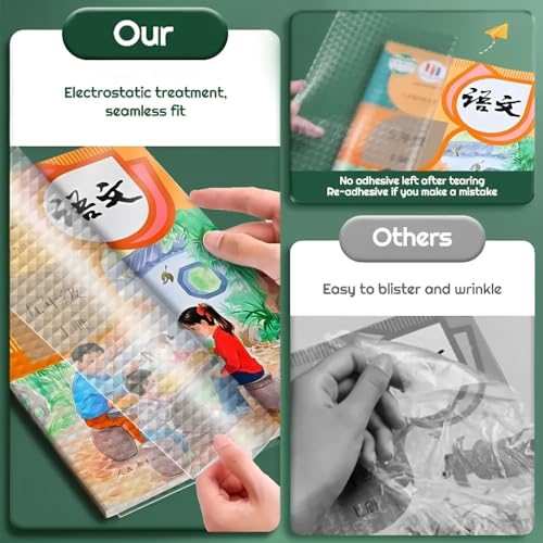Image of Transparent Paper Book Cover - 30 Pcs Self Adhesive Waterproof Clear Protective Sheets - Easy Peel & Stick Book Covers for School, College & Office Use (Transparent)