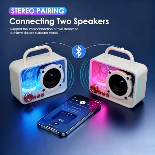 Enceinte Bluetooth compacte à lumières RVB et haut-parleur stéréo sans fil pour intérieur