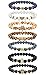 Thunaraz 7PCS Tiger/Lion/Dragon/Panther/Fox/Skull/Solider Charm Lava Onyx Bracelet Men Women 8MM (C: Multiple Stone)
