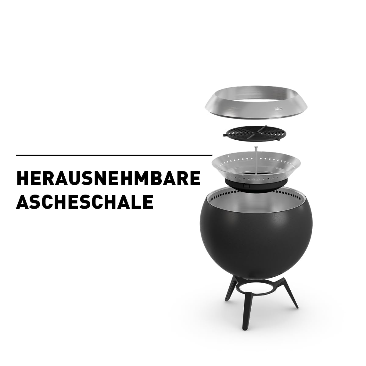 höfats Moon 45 rauchfreie Feuerschale Edelstahl Feuerkorb Holzvergaser-Technologie ⌀ 45 cm