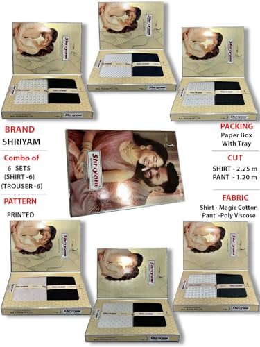 Image of Shirt pant Combo Pack of 6(Unstitched, Full Length Fabric)