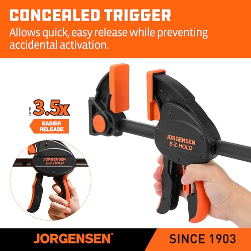 Image of Jorgensen E-Z Hold 800LBS Heavy Duty Clamps, 50 Inch 2-Pack Expandable Clamp /Spreader, One Hand Bar Clamps, Trigger Clamp, Bar Clamps for Woodworking