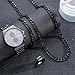 NEWITIN 4 Pieces Black Jewelry Set for Men Stainless Steel Watch Necklace Bracelet Ring Fashion Black Wristwatch Cuban Link Chain Cuban Jewelry Set for Men