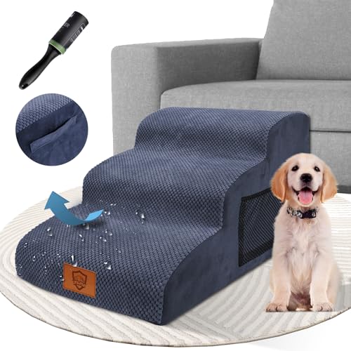 Escalier En Mousse Mémoire De Forme 5 Marches Pour Chien - Antidérapant, Lavable, Pour Canapé Ou Lit Haut
