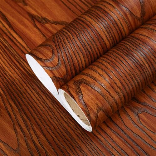 Image of WISDOM Wood Grain Contact Paper Peel and Stick Wallpaper Removable Wall Paper Decorative Cabinet 24x50 Inch,Caramel Wooden