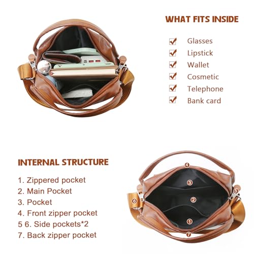 Eslcorri Casual Crossbody Bags for Women Men Medium Shoulder Hobo Purse Top Handle Tote Handbag Multi-Pocket Travel Sling Bag4