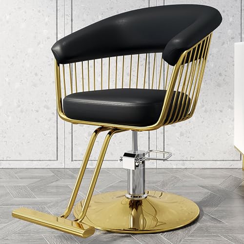 Sillas de salón profesionales hidráulicas con reposapiés, silla giratoria de spa para peluquería, tatuadores y cosmetólogos (51 x 74-83 cm, color negro)