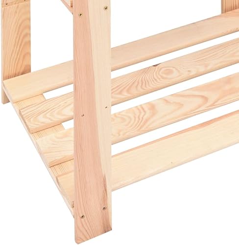 Miniatura 5 de vidaXL Estante de almacenamiento de madera maciza de pino de 3 niveles, para el hogar, taller, garaje, estante de almacenamiento de madera, unidad