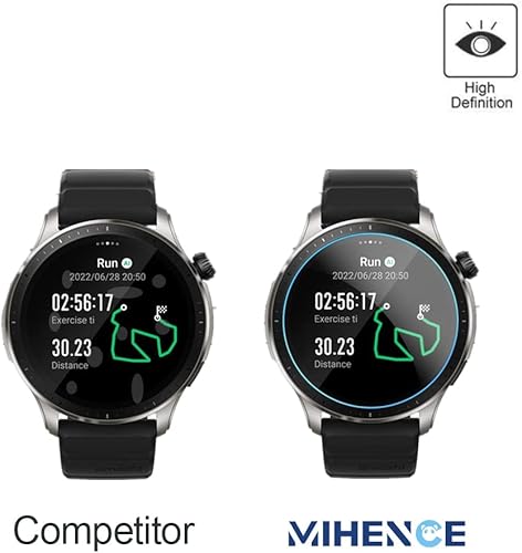 Miniatura 5 de MIHENCE  3 protectores de pantalla compatibles con Amazfit GTR 4, película de vidrio templado real de alta calidad antiarañazos 9H