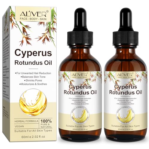 Cyperus Rotundus Öl100% Natürliches Cyperus Rotundus Oil for Hair Removal Feuchtigkeitsspendend & Beruhigend Porenverfeinernd Vegan Cyperus öl Haarentfernung 60ml X 2 Packs