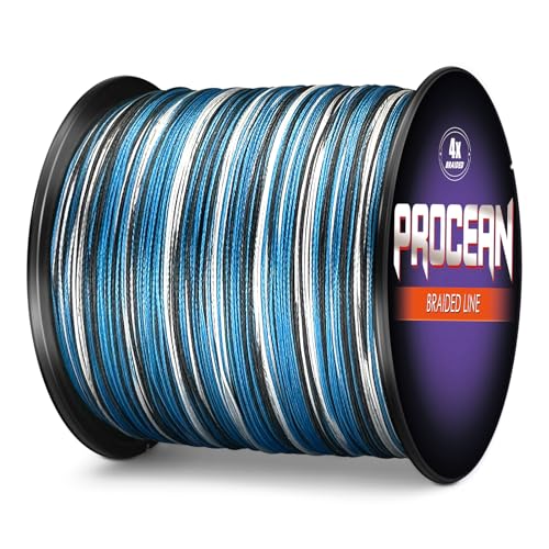 Procean Linha de pesca trançada 100% PE 4 e 8 fios, linhas trançadas sensíveis de 2,7 a 136 kg, supe
