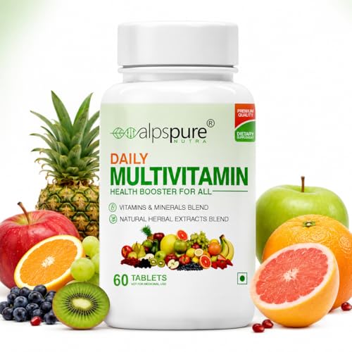 Image of Alpspure Nutra Combo -Daily Multivitamin 60 Tablets & Omega 3 Fish Oil 1000mg 60 Softgels (EPA & DHA), Supports Healthy Heart & Joints |Complete Health Booster Multivitamin with Minerals