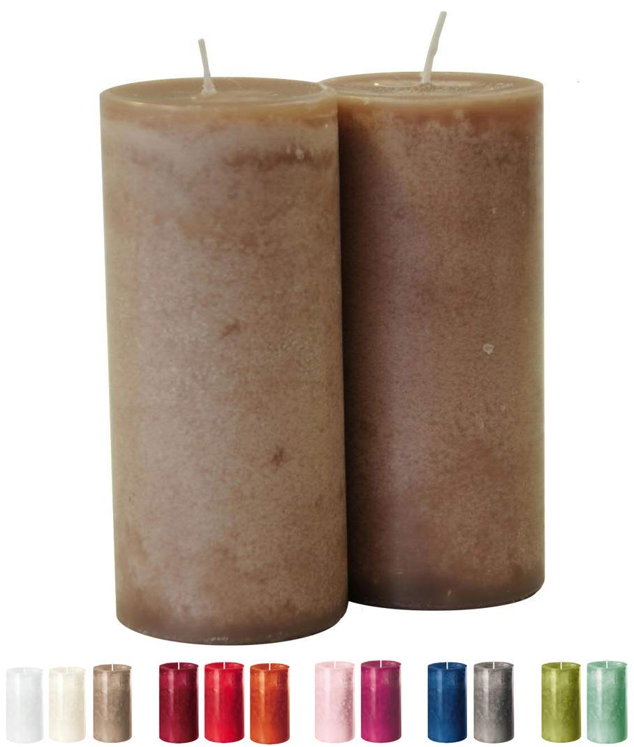 Candele per l'Avvento/candele a colonna/candele (Safe Candle) – Grande scelta – Corona dell'Avvento/ghirlanda di Natale/candele di Natale., grigio, XL & Breit: Höhe 18cm / Ø 8cm - 2 Stück