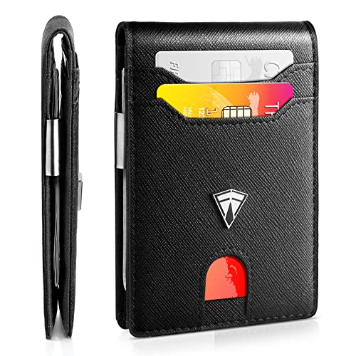 Slim Minimalist Front Pocket RFID Blocking Leather Wallets for Men and Women | Multiple Credit/Debit Card Holder | Thin Wallets for Boy Girl | Travel Friendly | Gifts For Him Her