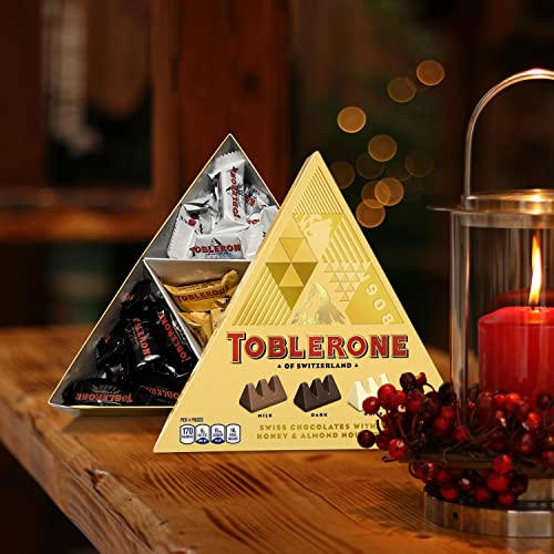 Toblerone Tiny Swiss Chocolate Gift Set, Dark Chocolate, White Chocolate, Milk Chocolate Candy Bars With Honey & Almond Nougat, 12.1 Oz (43 Pieces) #TOP4