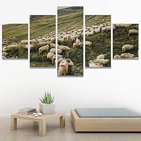 SIGNWIN 5 Panel Canvas Wall Art Animals Expressionism...
