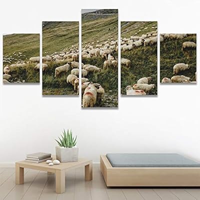 SIGNWIN 5 Panel Canvas Wall Art Animals Expressionism...