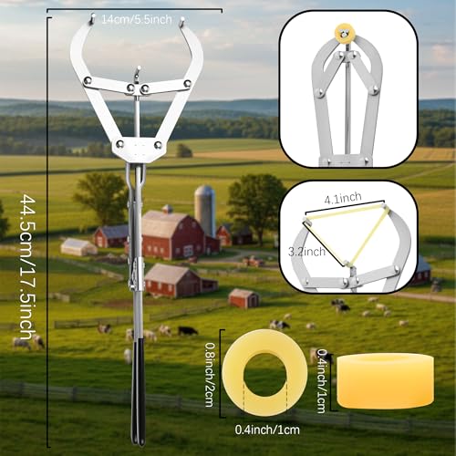 Mindoub 25 Elastrator Bands with Large Stainless Steel Banding Tool Bander Livestock Management Fits Bull,Calves, Goats, Sheep, Easy Application