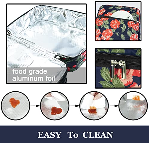 Double Insulated Casserole Carrier Bag - Casserole Dish Carrier, Hot & Cold Food Carry Bag Potluck Parties, Lasagna Holder Tote For Picnics,Beaches,Traveling Or Gifts, Fits 9”X13” Baking Dish, Flower #TOP2