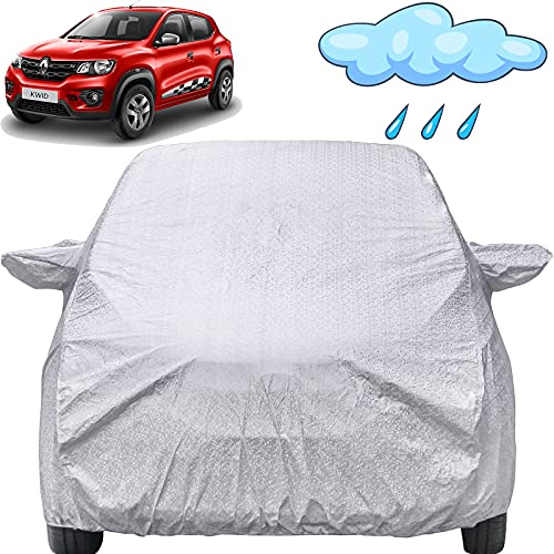 Image of Autofact Waterproof Car Body Cover Compatible with Renaults Kwid (2015 to 2020) with Mirror Pockets (Shinning Silver)
