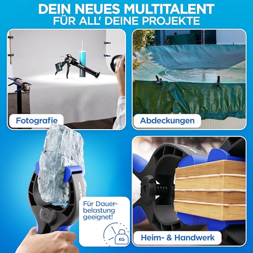 KISTEK® Zwingen-Bundle - 10x Federklemmzwingen + 4-teiliges Einhandzwingen-Set – Schnellverschluss & starke Spannkraft für Heimwerker & Werkstatt