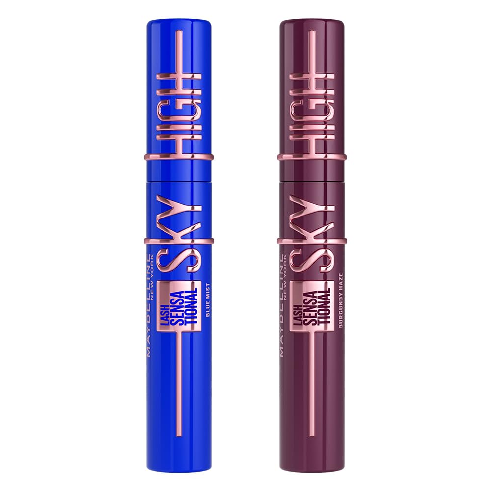Maybelline New York Pack de máscaras de pestañas Lash Sensational Sky High en Tono Burgundy Haze y Tono Blue Mist