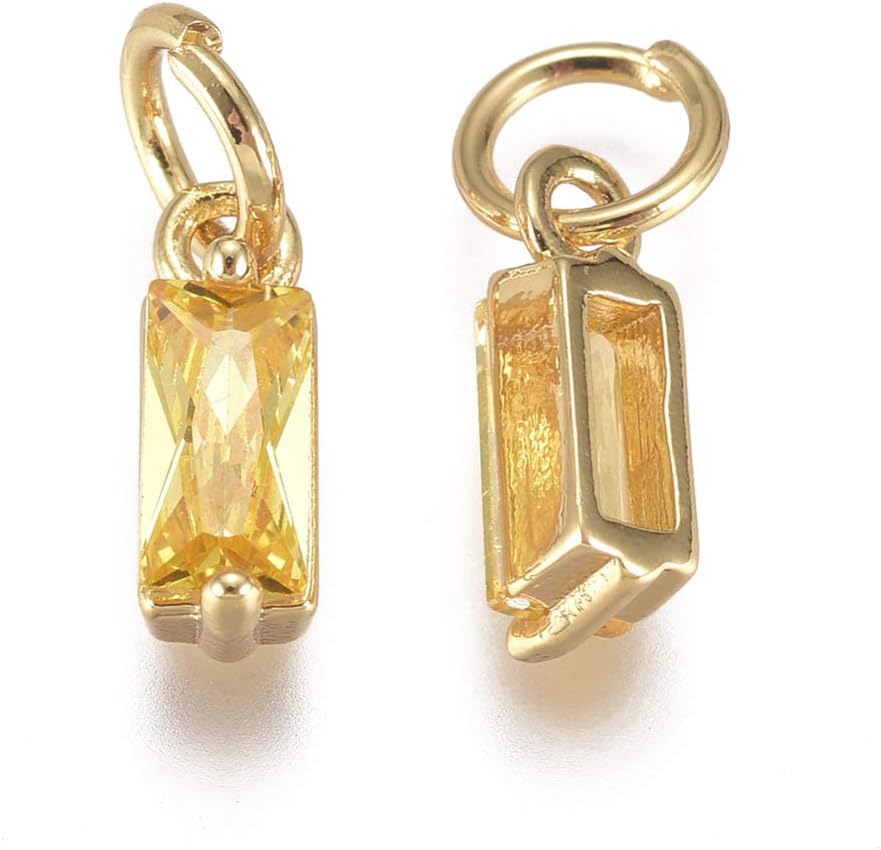 KitBeads 20pcs Micro Pave Rhinestone Charms Rectangle Real Gold Plated Cubic Zirconia Birthstone Charm for Jewelry Making Bracelets Bulk - Image 8