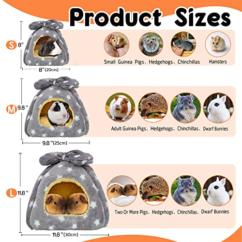 GINIDEAR Guinea Pig Bed, Guinea Pig Hideout House Accessories Warm Bed for Small Animals Hamsters Chinchillas Dwarf Bunnies Hedgehogs. M, Light Grey Stars. - Thumbnail 3