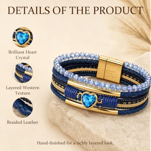 OUTSTHAND Brown Leather Bracelets for Women, Western Jewelry Cowgirl Style - image 5