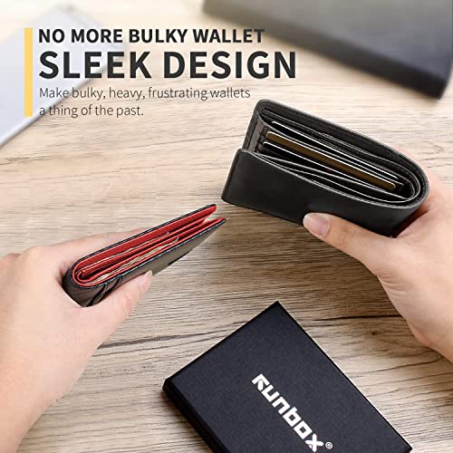 RUNBOX AirTag-Wallet-Mens-Slim-RFID Blocking Wallets Leather with Bill Compartment Air Tag Bifold Card Holder Wallet Gifts for Men Dad by RUNBOX - Used condition - Image 5