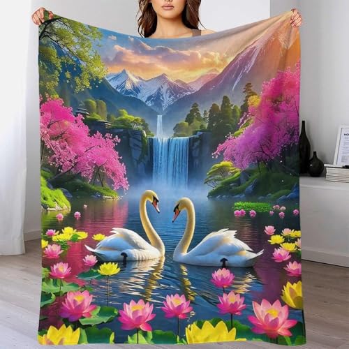 Couverture lit cygne microfibre pour vos soirées cocooning
