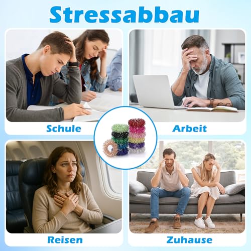 YANGTSUNG Akupressur Ring, 12 Stück Fingermassagering Set für Stressabbau, Entspannung und Förderung der Durchblutung, 27 mm, Massage Finger, Fidget Ring für Erwachsene und für kinder (Farbig)
