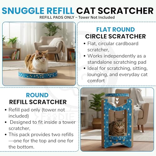 Image of Foodie Puppies Oval Cat Scratcher Replacement Refill Pads - Set of 2 | Durable, Eco-Friendly Cardboard Inserts for Cat Scratcher Base | Easy to Replace | Suitable for Cats & Kittens