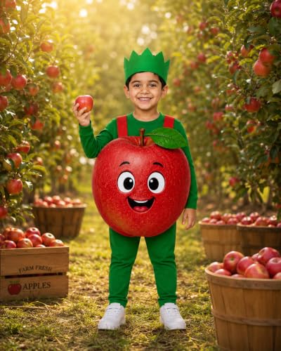 Image of Raj Costume Kids Fruit & Vegetable Fancy Dress Costume | Soft Felt Fruit and Vegetable Cutout Costume for Boys & Girls | School Annual Function