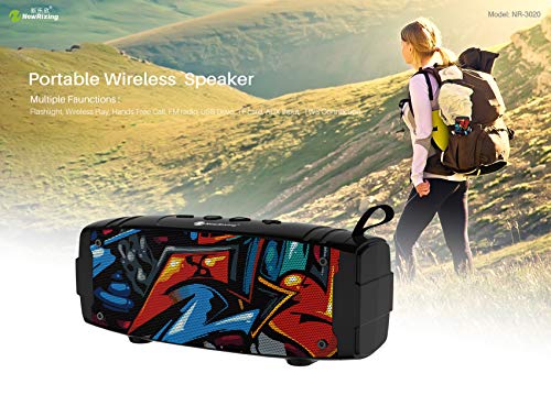 Image of ENHANCE Stone NR-3020 6W Wireless Portable Outdoor Bluetooth Speaker with USB /Micro SD Card /FM /AUX Input (American Graffiti)