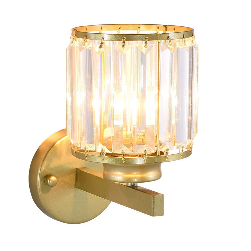 HUAYUSEDF Postmodern Crystal Glass Wall Sconce Lighting Fixtures Indoor Light Hotel Lamp Metal Mount for Aisle Living Room Bedroom Bedside (Black)(Gold)