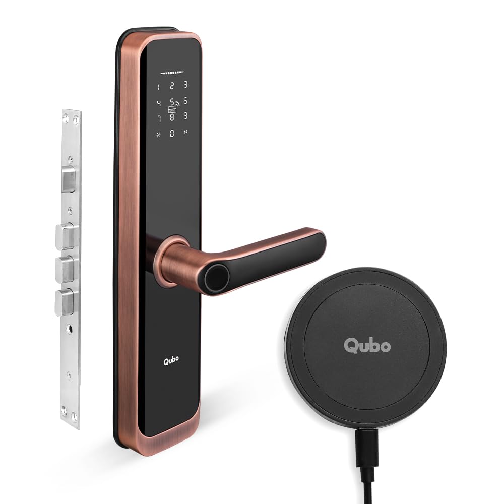 QUBO Smart Door Lock Elite from Hero Group | 6-Way Unlocking | Fingerprint | Pincode | RFID Card | B