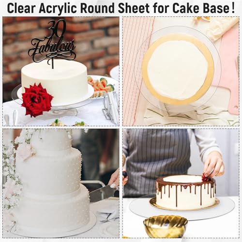 Pushglossy Large Round Acrylic Sheet Clear Acrylic Circle Board Transparent Circle Blank Plastic Disc for Table Top Backdrop DIY Cake Disks Crafts(1/4" X 24")