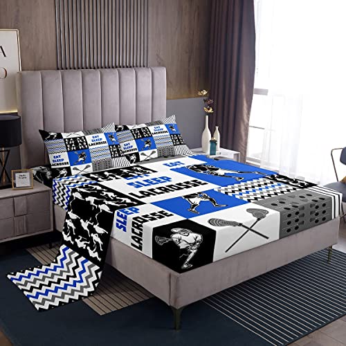 Erosebridal Kids Boys Girls Twin Size Modern Sports Buffalo Plaid Sheet Set, 3pcs (1 Fitted Sheet + 1 Flat Sheet + 1 Pillowcase)