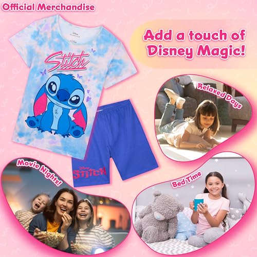 Image of Disney Stitch Girls Short Pajama Sets, Cozy Breathable Loungewear - Stitch Gifts