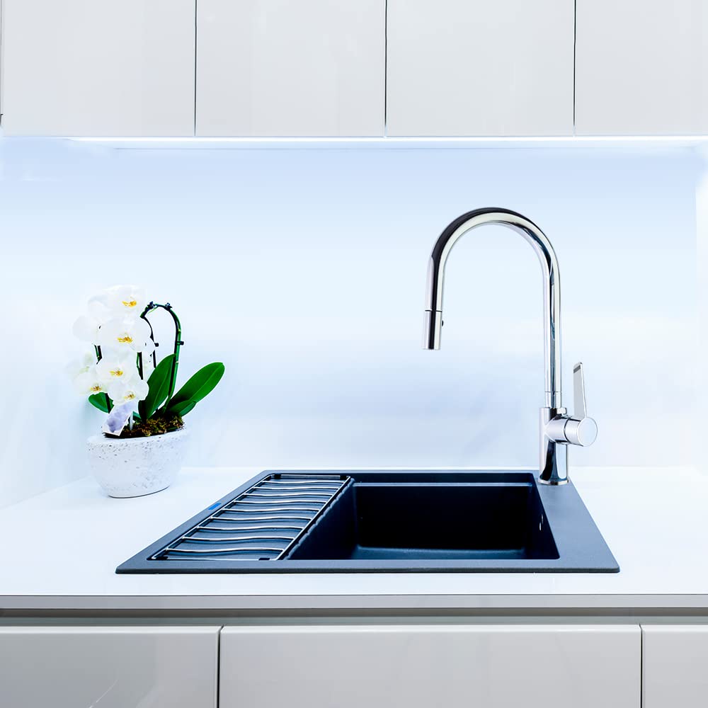 Ramon Soler Grifo de Fregadero de Cocina Monomando con Caño Alto extraíble Cromado con Sistema S2 de Ahorro de Agua